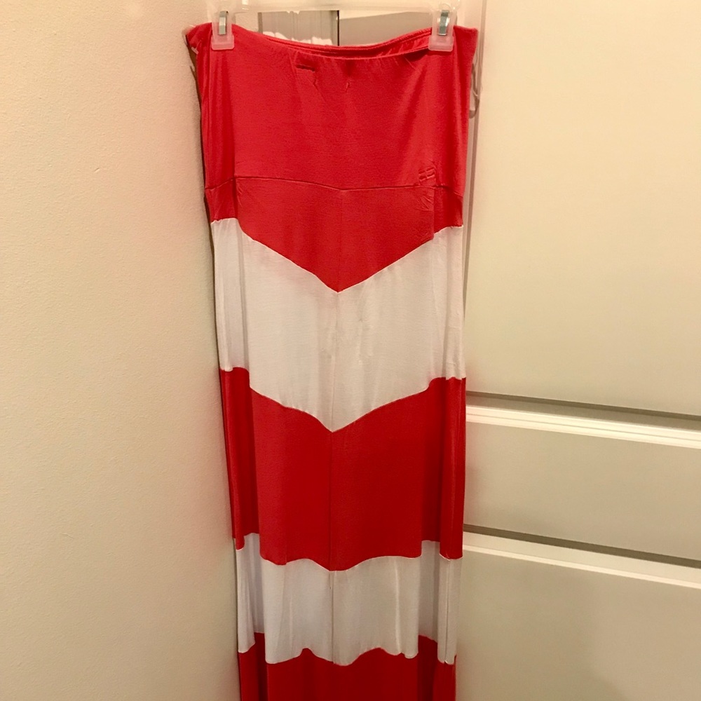 Strapless Chevron Maxi Dress